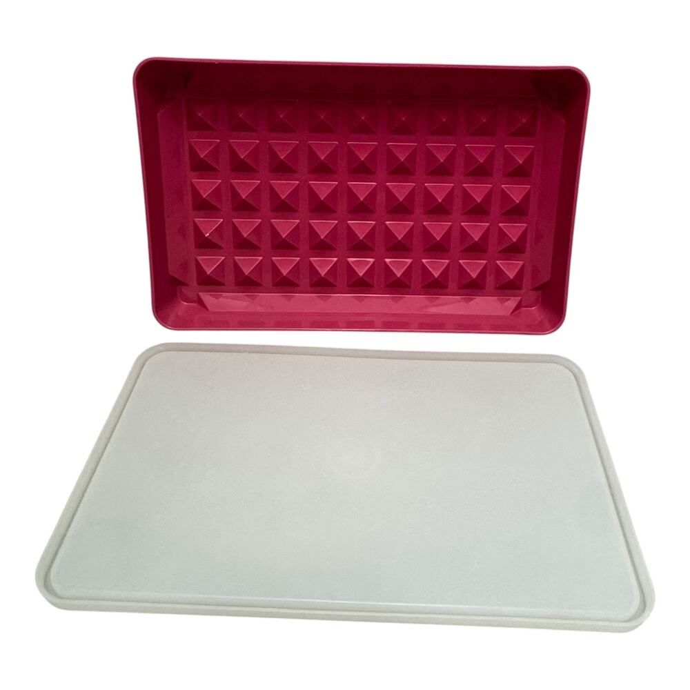 Tupperware Vintage Meat Keeper with Lid 1292 Pink White